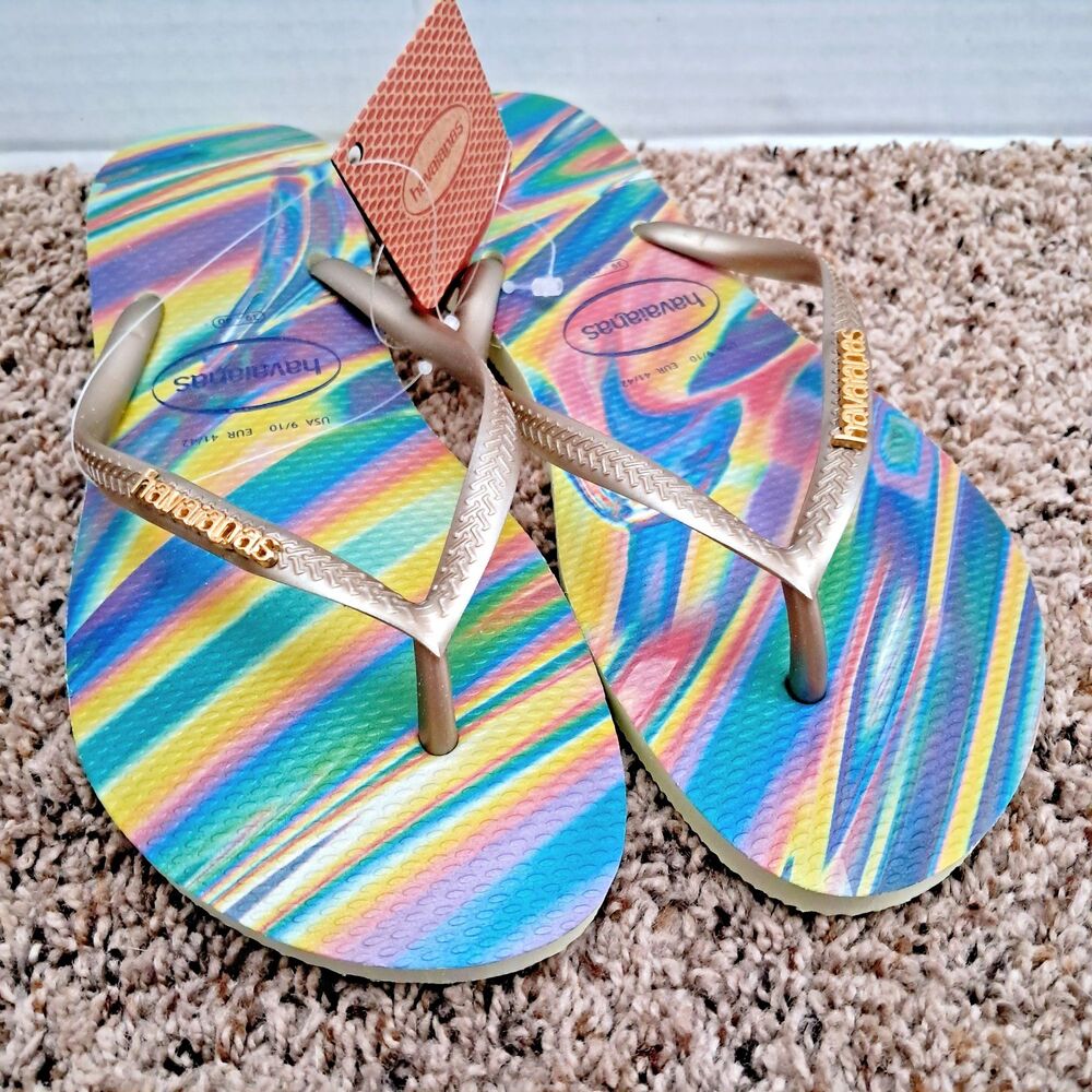 Original HAVAIANAS Flip Flops Sandals Lime Green womens 9 10 - Picture 2 of 10